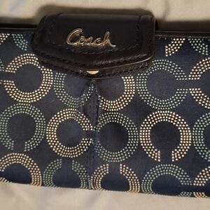 Coach Navy and Green Women's Wallet